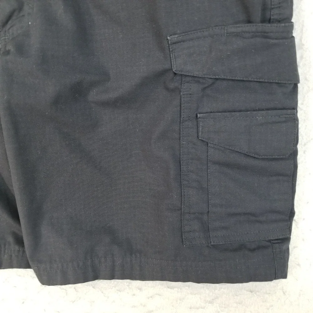 TRU-SPEC Cargo Shorts Men 38 Black Tactical Heavy Duty Canvas Stretch Waistband